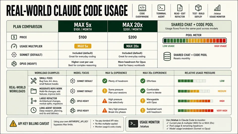 Real-world Claude Code usage comparison across Max 5x and Max 20x workflows