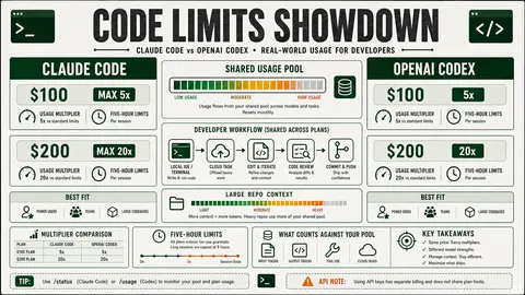 Claude Code versus OpenAI Codex 100 and 200 plan usage limits comparison
