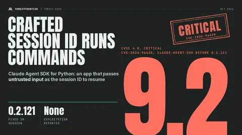 CVSS 9.2 poster: Claude Agent SDK for Python flaw CVE-2026-96620, fixed in 0.2.121