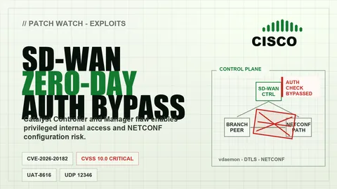 Cisco SD-WAN zero-day CVE-2026-20182 authentication bypass poster