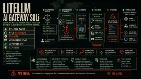 LiteLLM CVE-2026-42208 AI gateway SQL injection incident map