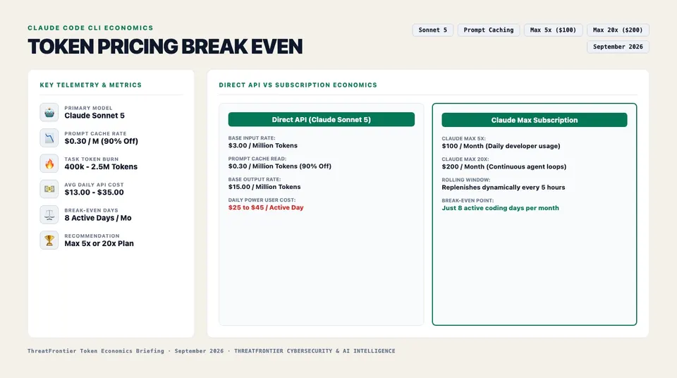 Infographic briefing poster for Claude Code Pricing & Token Economics: Subscription vs. Pay-As-You-Go API
