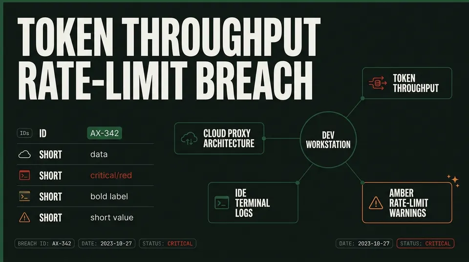 Developer workstation displaying API rate limits, model routing architectures, and token throughput graphs.